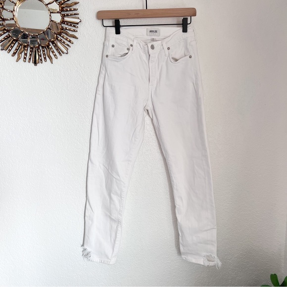 Agolde Toni Mid Rise Distressed Hem Jeans size 25 - Picture 3 of 8
